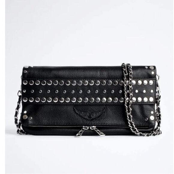 ZADIG & VOLTAIRE Rock Studs Outline Clutch BLACK - Picture 1 of 12